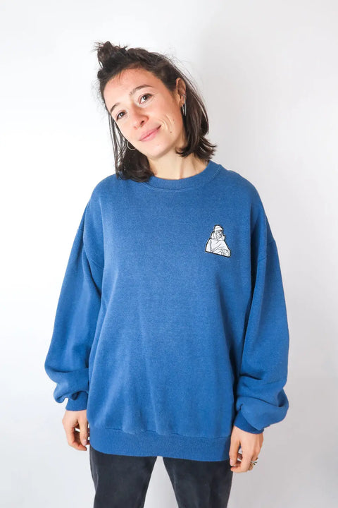 Sweater, blue, L  Patch "Bine" wearing between mondays