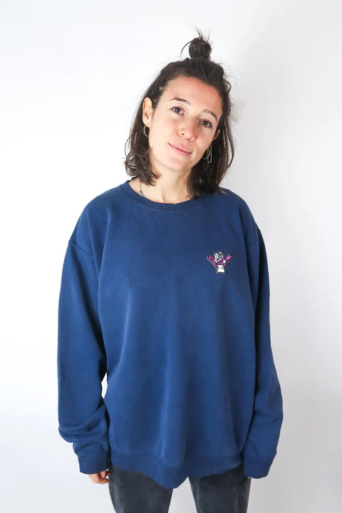 Sweater, darkblue, M/L,  Patch"Norah" wearing between mondays