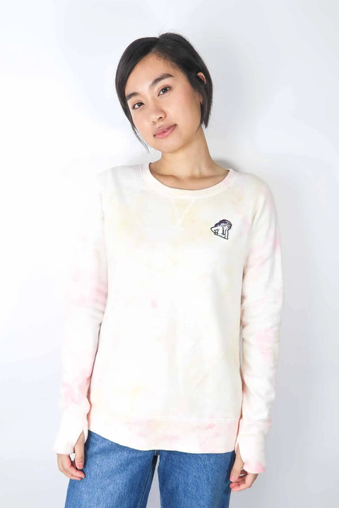 Batik Sweater, white/pink/yellow M, "Janna" wearingbetweenmondays