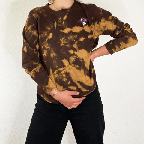 Batik Sweater, brown-yellow, S/M, "Norah" wearingbetweenmondays