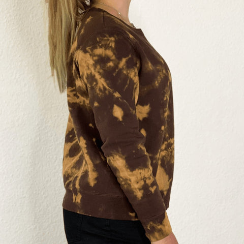 Batik Sweater, brown-yellow, S/M, "Norah" wearingbetweenmondays