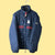 Vintage Steppjacke/Windbreaker, dunkelblau + rote Streifen, L/XL, Trissi wearingbetweenmondays
